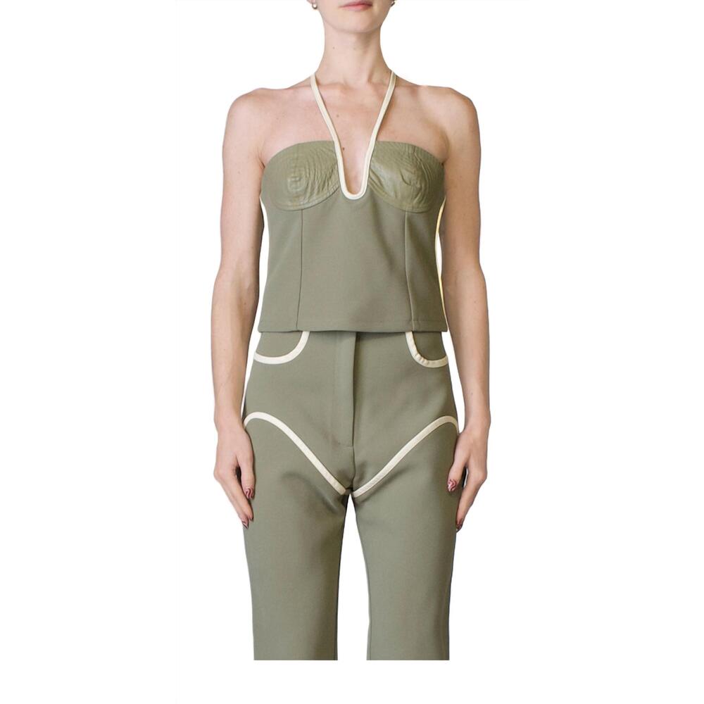 NEW PARIS GEORGIA nassia singlet top in khaki & cream